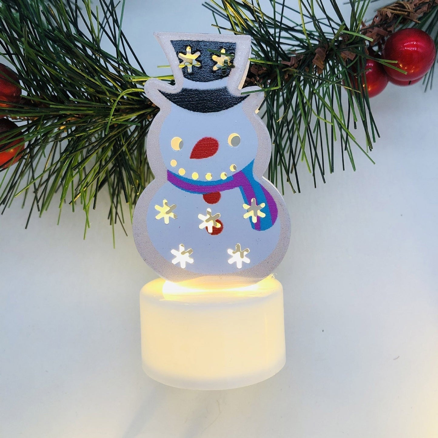 LZINA™ | Electronic LED Christmas Candle Lamps - Set of 10 – Adorable Santa, Snowman & Tree Night Lights for Festive Home, Party, & Garden Décor