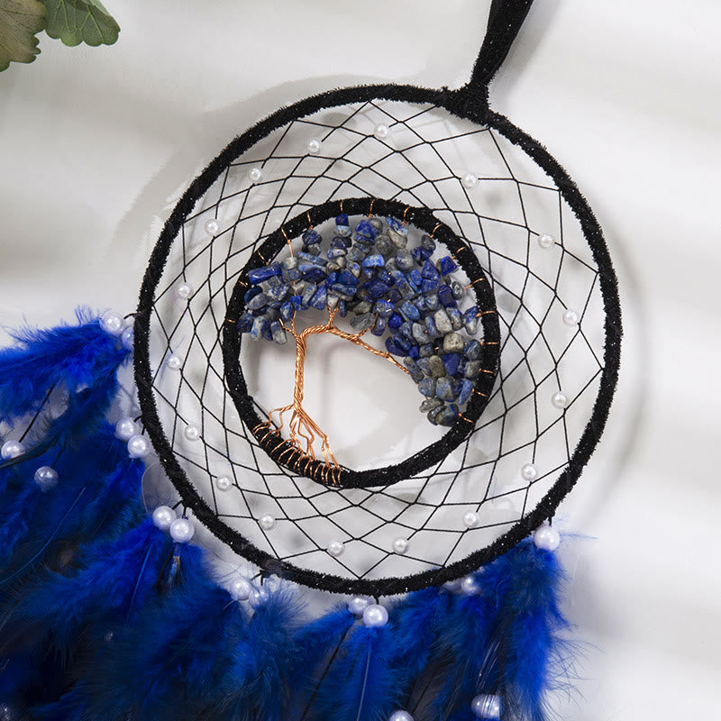LZINA™ | Crystal Tree of Life Feather Glow Dreamcatcher