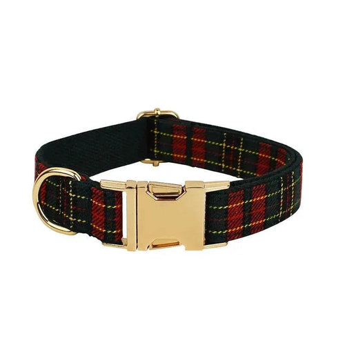 BowLift | Christmas Pet Collar Plaid With Green Background Dog Rope Leash Suit
