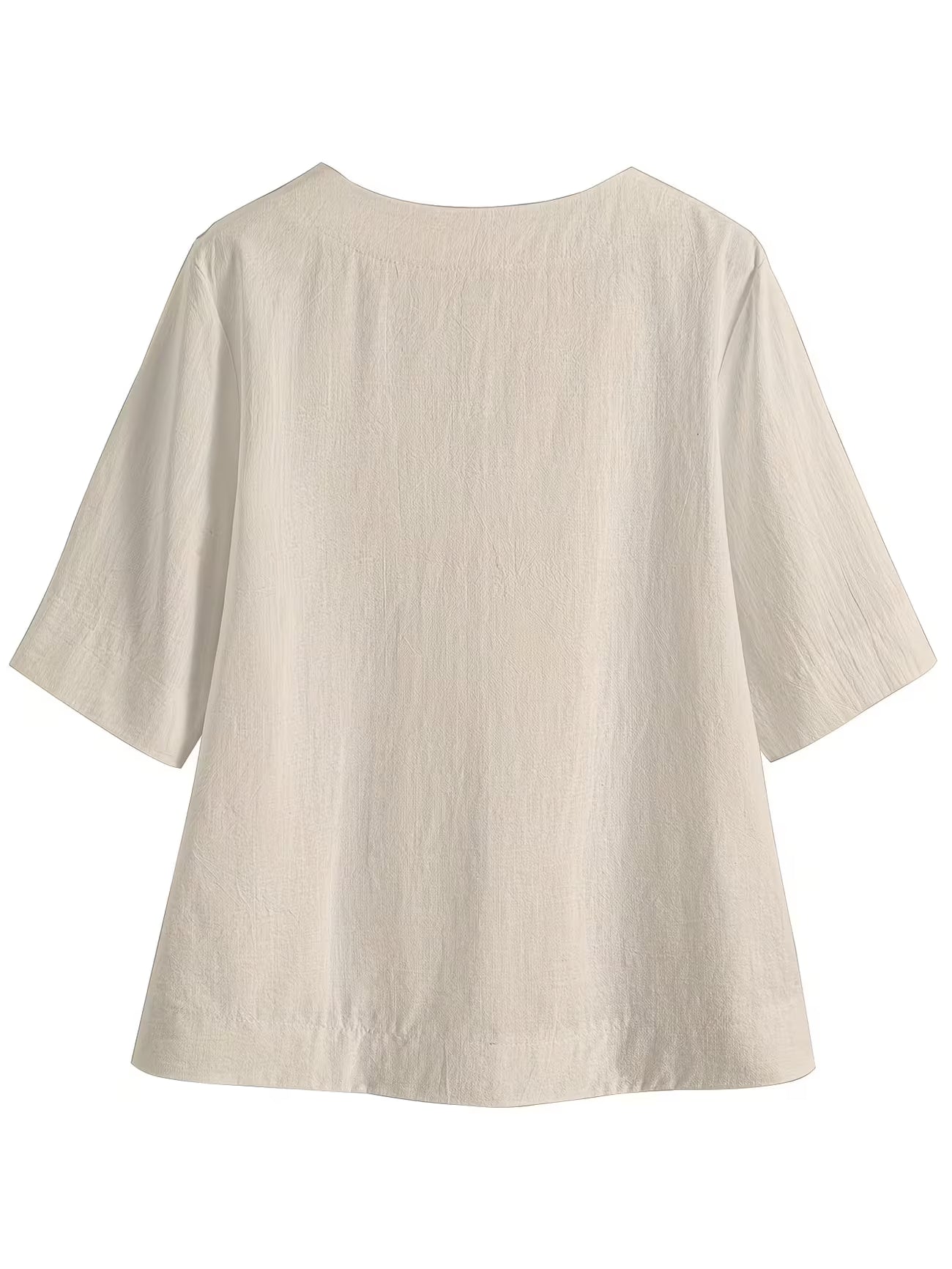 Women’s V Neck Loose Blouse with Half Sleeves and Casual Summer Fit