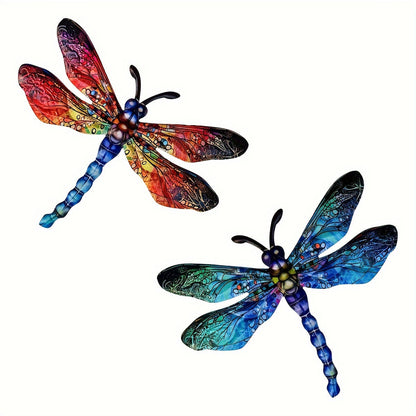 LZINA™ | 1/2 piece vibrant dragonfly wall art made of metal – artistic outdoor decoration for gardens, homes, and events – durable, versatile, and eye-catching – a perfect gift idea for any occasion