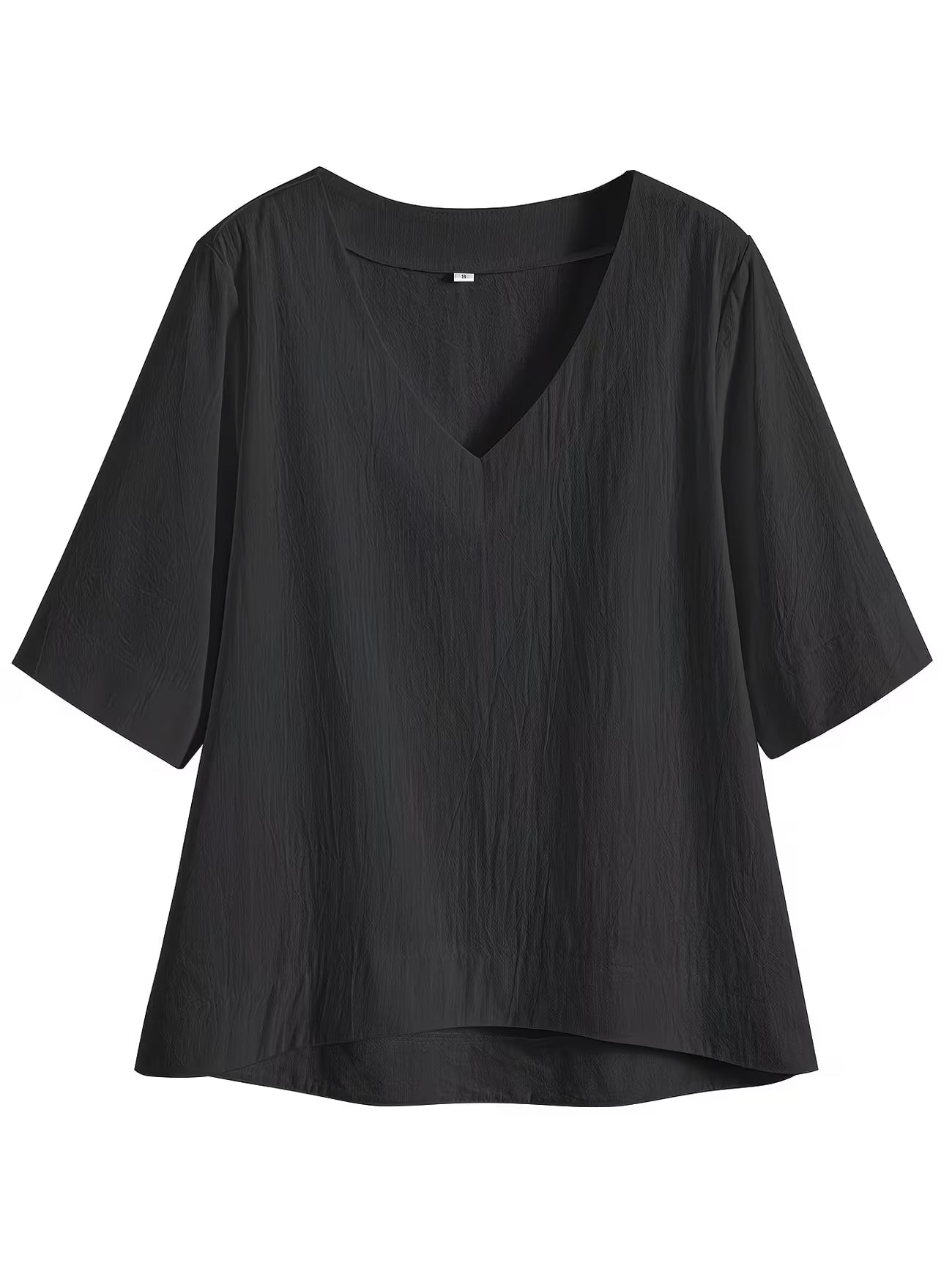 Women’s V Neck Loose Blouse with Half Sleeves and Casual Summer Fit