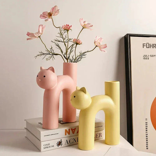 LZINA™ | Matte Kitten Flower Vase