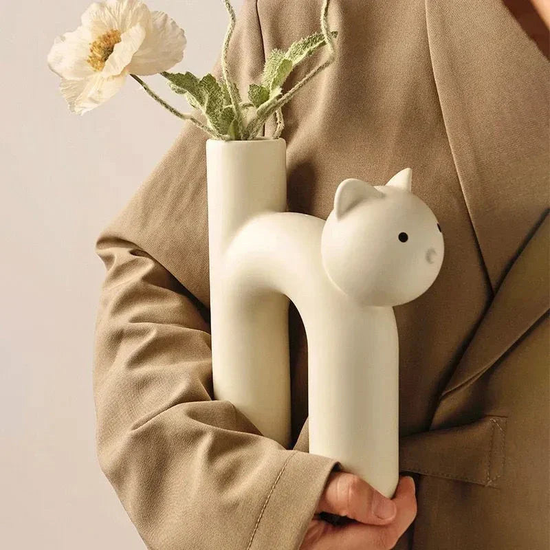 LZINA™ | Matte Kitten Flower Vase