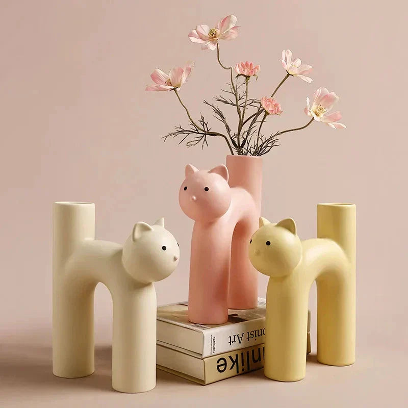 LZINA™ | Matte Kitten Flower Vase