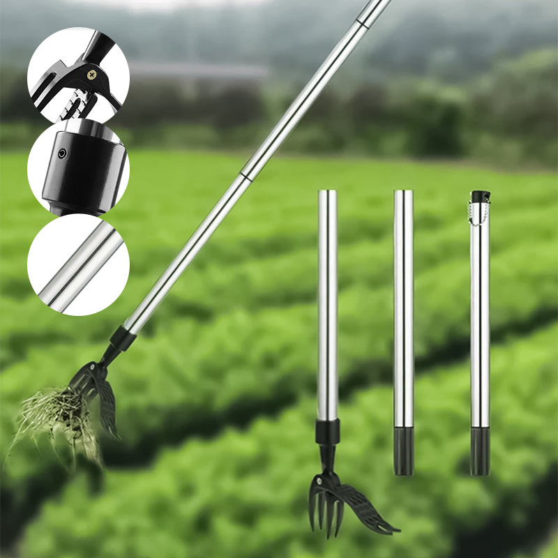 BowLift Stainless Steel Weeder with Adjustable Long Handle and Removable Head
