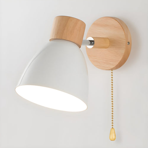 BowLift Nordic Wood Wall Lamp with Switch – Perfect Lighting for the Bedroom