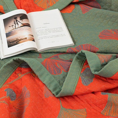 BowLift | GinkgoQuilt – Cotton Bedding Set with Botanical Reversible Design