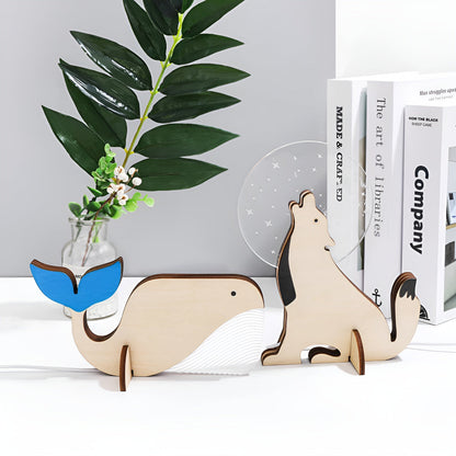 LZINA™ | Wooden Animal Table Lamp – Cute Decorative Night Light for Kids’ Rooms