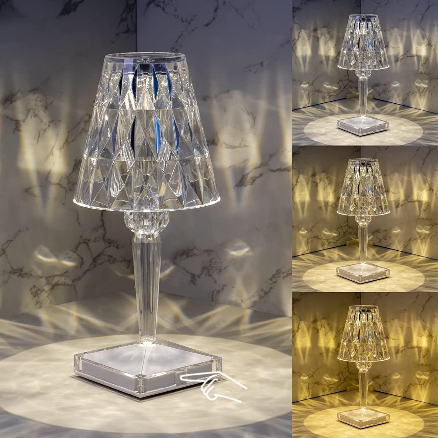 BowLift CrystaLamp: Diamond-Crystal LED Table Lamp