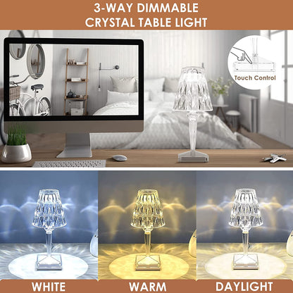 BowLift CrystaLamp: Diamond-Crystal LED Table Lamp