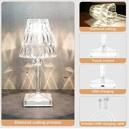 BowLift CrystaLamp: Diamond-Crystal LED Table Lamp