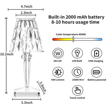 BowLift CrystaLamp: Diamond-Crystal LED Table Lamp