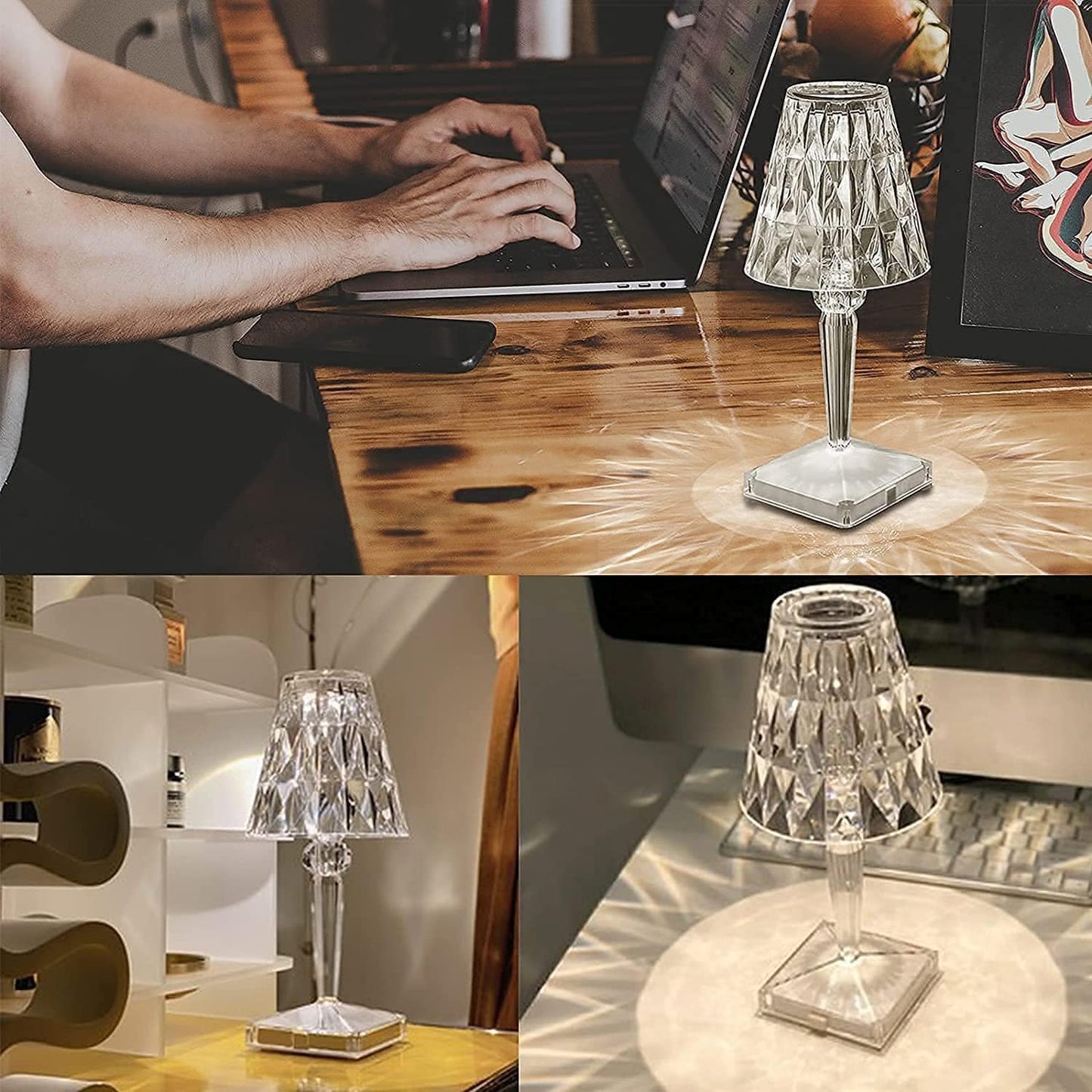 BowLift CrystaLamp: Diamond-Crystal LED Table Lamp