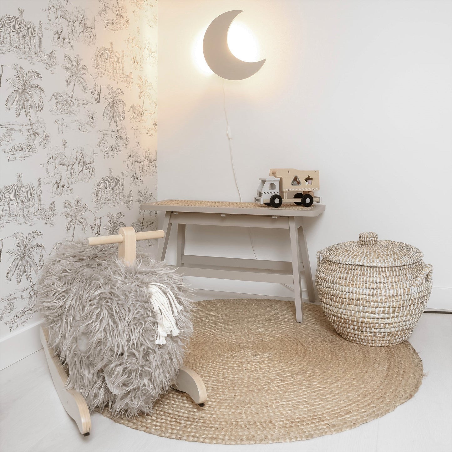 LZINA™ | Wooden Moon-Shaped Night Light for Kids