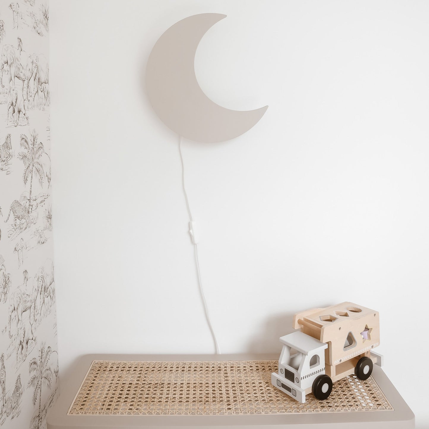 LZINA™ | Wooden Moon-Shaped Night Light for Kids
