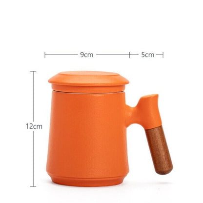 BowLift | Japanese Ceramic Tea Mug Set with Tea Strainer and Lid, Handmade