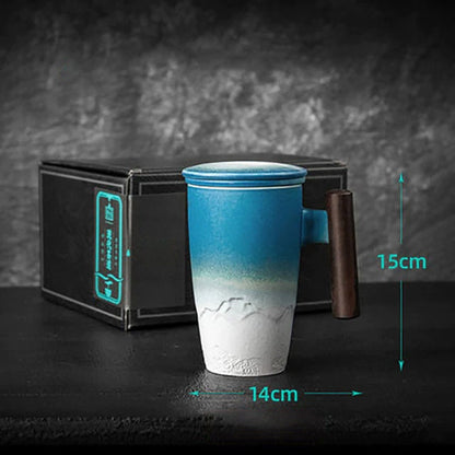 BowLift | Large Cup, Ceramic Tea Cup with Lid. Large Tea Cup with Lid