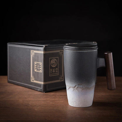 BowLift | Large Cup, Ceramic Tea Cup with Lid. Large Tea Cup with Lid