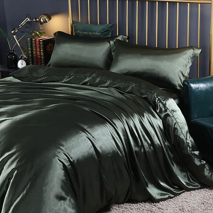 LZINA™ | Silk Satin 4-Piece Bedding Set with Duvet Cover
