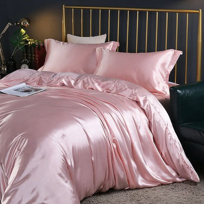 LZINA™ | Silk Satin 4-Piece Bedding Set with Duvet Cover