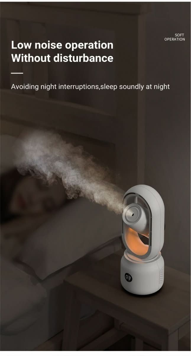 LZINA™ | Portable fan without blades with humidifier and night light for refreshing comfort