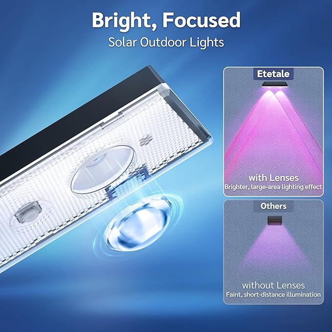 LZINA™ | Solar fence lights outdoor warm white & RGB changing solar deck lights, LED solar lights for outdoor wall railing terrace stairs step garden backyard