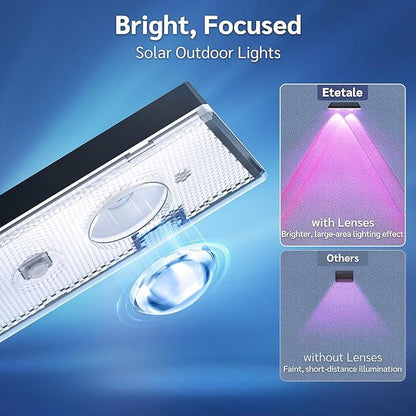 LZINA™ | Solar fence lights outdoor warm white & RGB changing solar deck lights, LED solar lights for outdoor wall railing terrace stairs step garden backyard