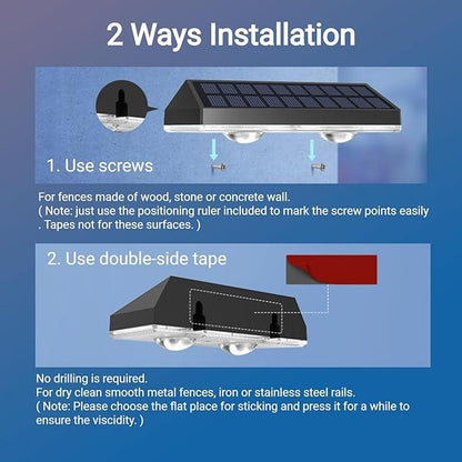 LZINA™ | Solar fence lights outdoor warm white & RGB changing solar deck lights, LED solar lights for outdoor wall railing terrace stairs step garden backyard