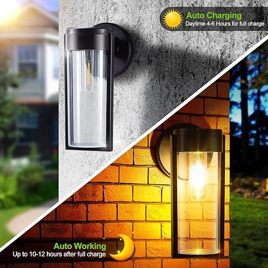 LZINA™ | Solar Wall Lights Solar-powered Deck Lights, Automatic On/Off Waterproof Solar Outdoor Lights Wall-mounted Solar Decorative Lights for Wall Fence Patio Posts Garden Veranda