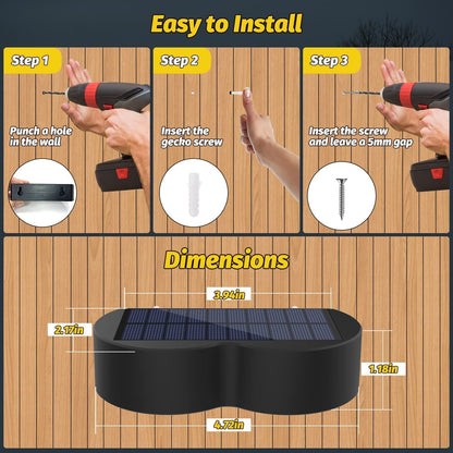 LZINA™ | Solar fence lights outdoor wall lights Waterproof IP65, Warm white & RGB 8 specific fixed colors for fence wall step deck patio