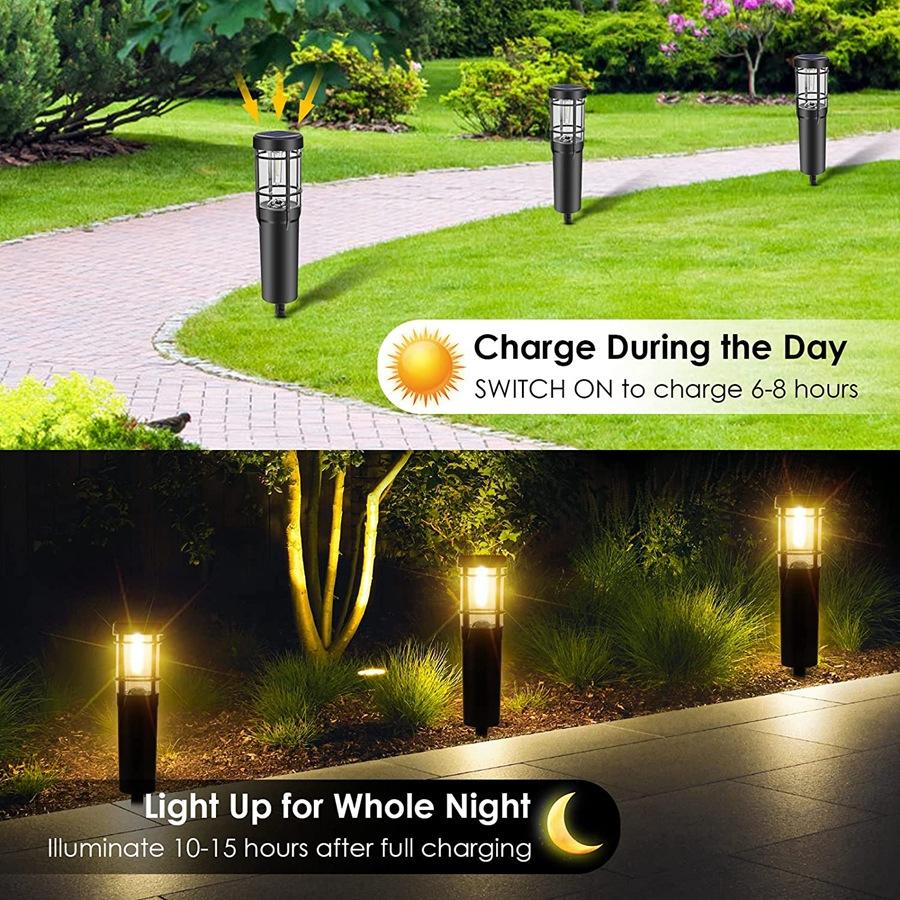 LZINA™ | Solar path lights, solar outdoor lights up to 14 hrs. Outdoor waterproof, IP65 waterproof solar garden lights for paths walkways