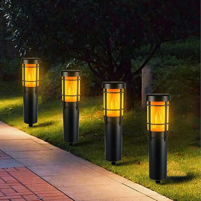 LZINA™ | Solar Path Lights for Outdoor Use, with Flickering Flame and RGB Color Changing, LED Solar Outdoor Lights for Yard, Garden, Path, Lawn - IP65 Waterproof
