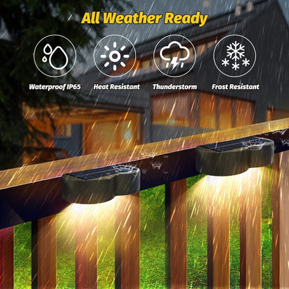 LZINA™ | Solar fence lights outdoor wall lights Waterproof IP65, Warm white & RGB 8 specific fixed colors for fence wall step deck patio