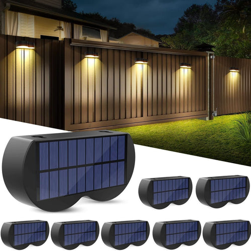 LZINA™ | Solar fence lights outdoor wall lights Waterproof IP65, Warm white & RGB 8 specific fixed colors for fence wall step deck patio