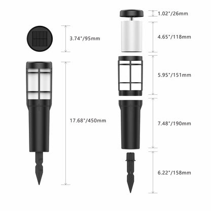 LZINA™ | Solar Path Lights for Outdoor Use, with Flickering Flame and RGB Color Changing, LED Solar Outdoor Lights for Yard, Garden, Path, Lawn - IP65 Waterproof