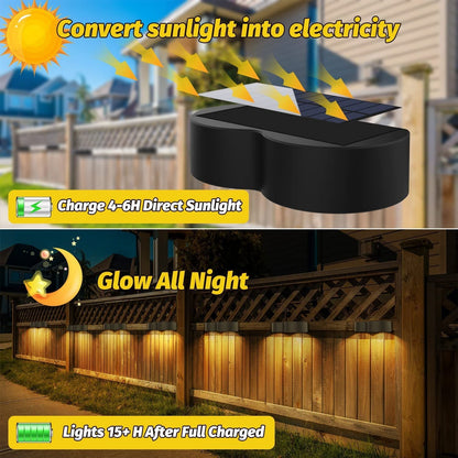 LZINA™ | Solar fence lights outdoor wall lights Waterproof IP65, Warm white & RGB 8 specific fixed colors for fence wall step deck patio