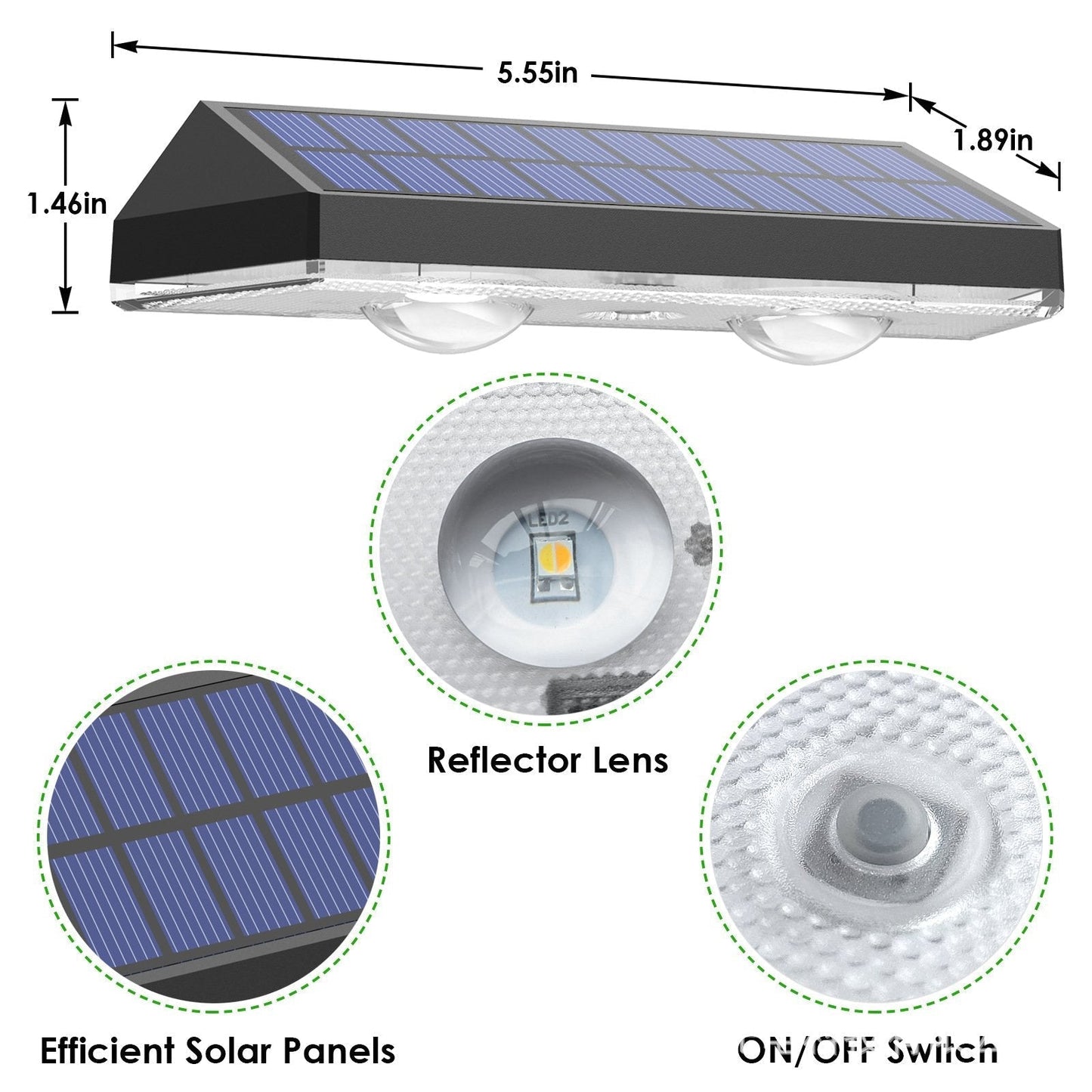 LZINA™ | Solar fence lights outdoor warm white & RGB changing solar deck lights, LED solar lights for outdoor wall railing terrace stairs step garden backyard
