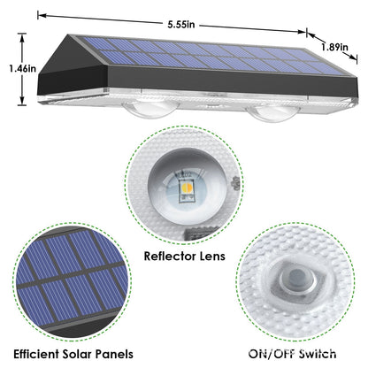 LZINA™ | Solar fence lights outdoor warm white & RGB changing solar deck lights, LED solar lights for outdoor wall railing terrace stairs step garden backyard