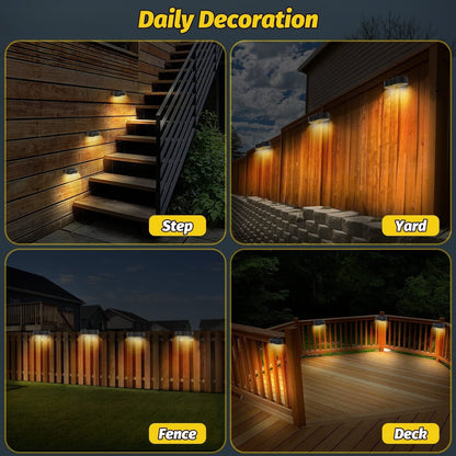 LZINA™ | Solar fence lights outdoor wall lights Waterproof IP65, Warm white & RGB 8 specific fixed colors for fence wall step deck patio