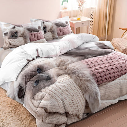 BowLift | Cotton Cat Motif Bedding Set – 3 Pieces