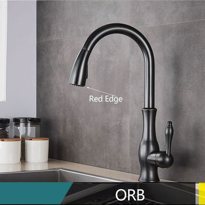 BowLift | Brass Kitchen Faucet Pull Out Mixer Sink Water Tap 360 Rotation Single Handle