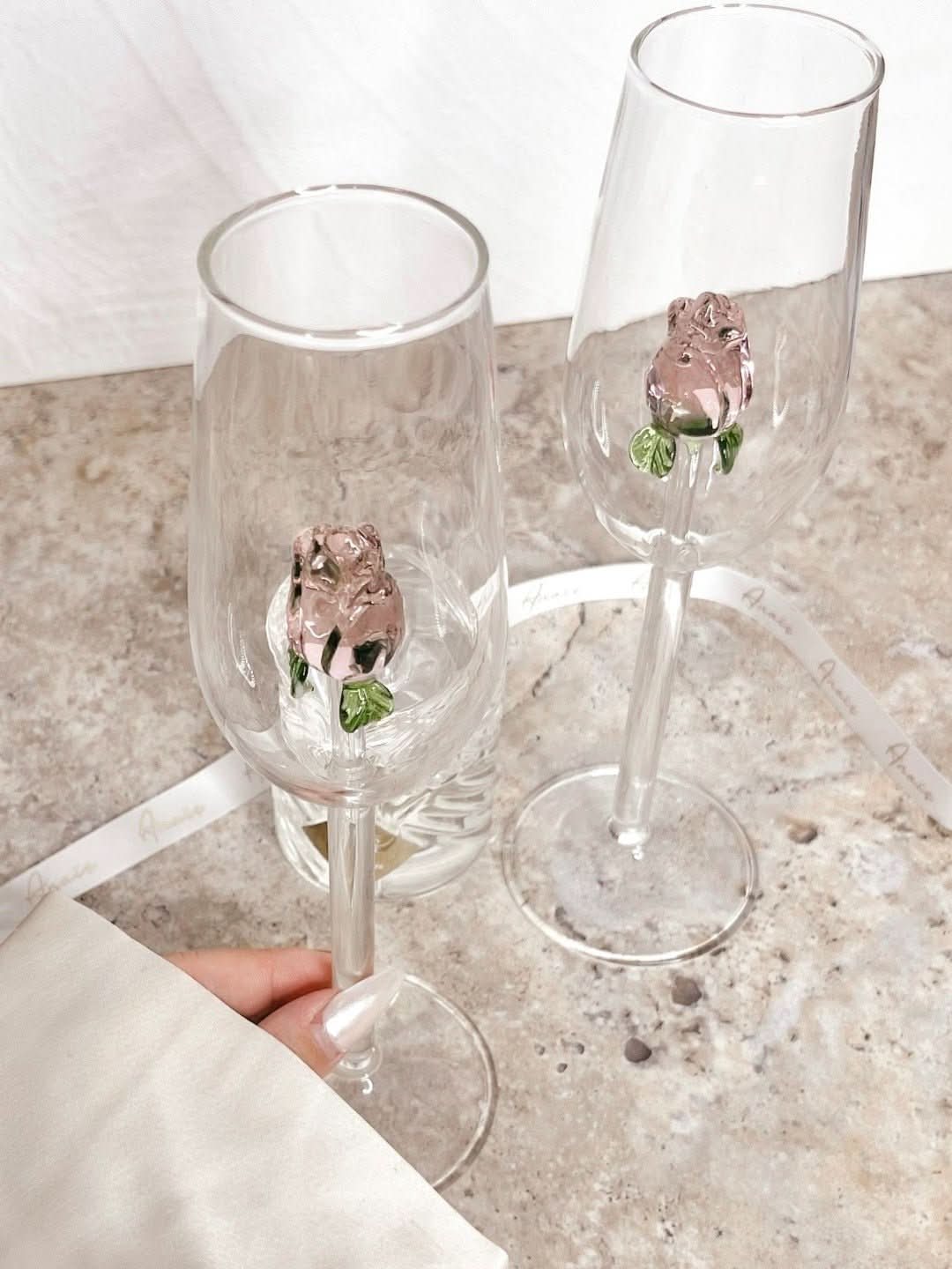 BowLift | La Vie En Rose | Champagne Glass - Handmade