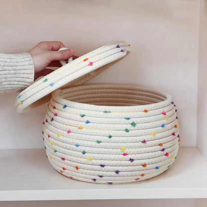 BowLift | Large storage basket made of cotton rope with lid