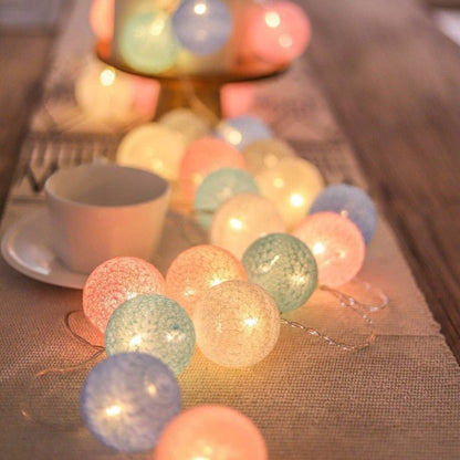 BowLift LED Cotton Ball Garland Lights - Soft Glow String Lights for Cozy Home & Party Decor