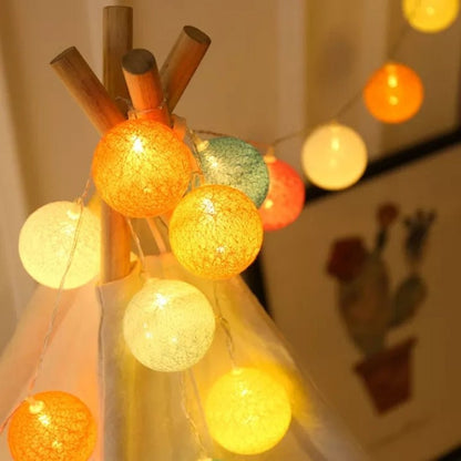 BowLift LED Cotton Ball Garland Lights - Soft Glow String Lights for Cozy Home & Party Decor