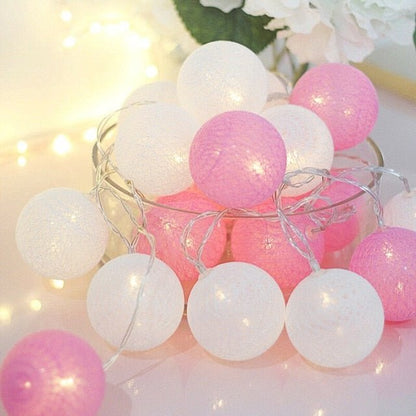 BowLift LED Cotton Ball Garland Lights - Soft Glow String Lights for Cozy Home & Party Decor