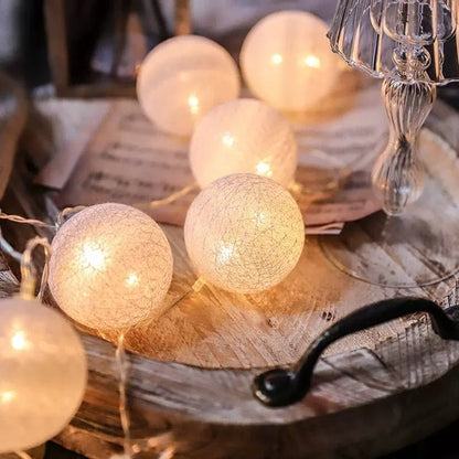 BowLift LED Cotton Ball Garland Lights - Soft Glow String Lights for Cozy Home & Party Decor