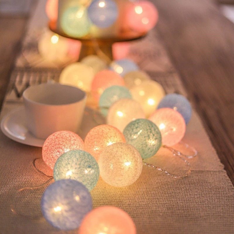 BowLift LED Cotton Ball Garland Lights - Soft Glow String Lights for Cozy Home & Party Decor