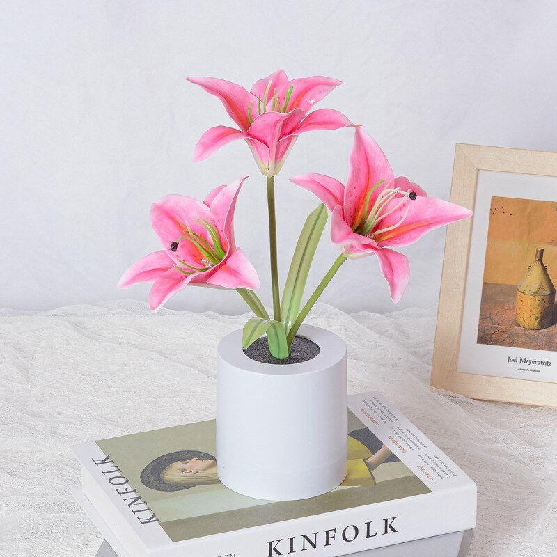 BowLift LED Lily Night Light - Elegant Table Flower Lamp for Cozy Glow